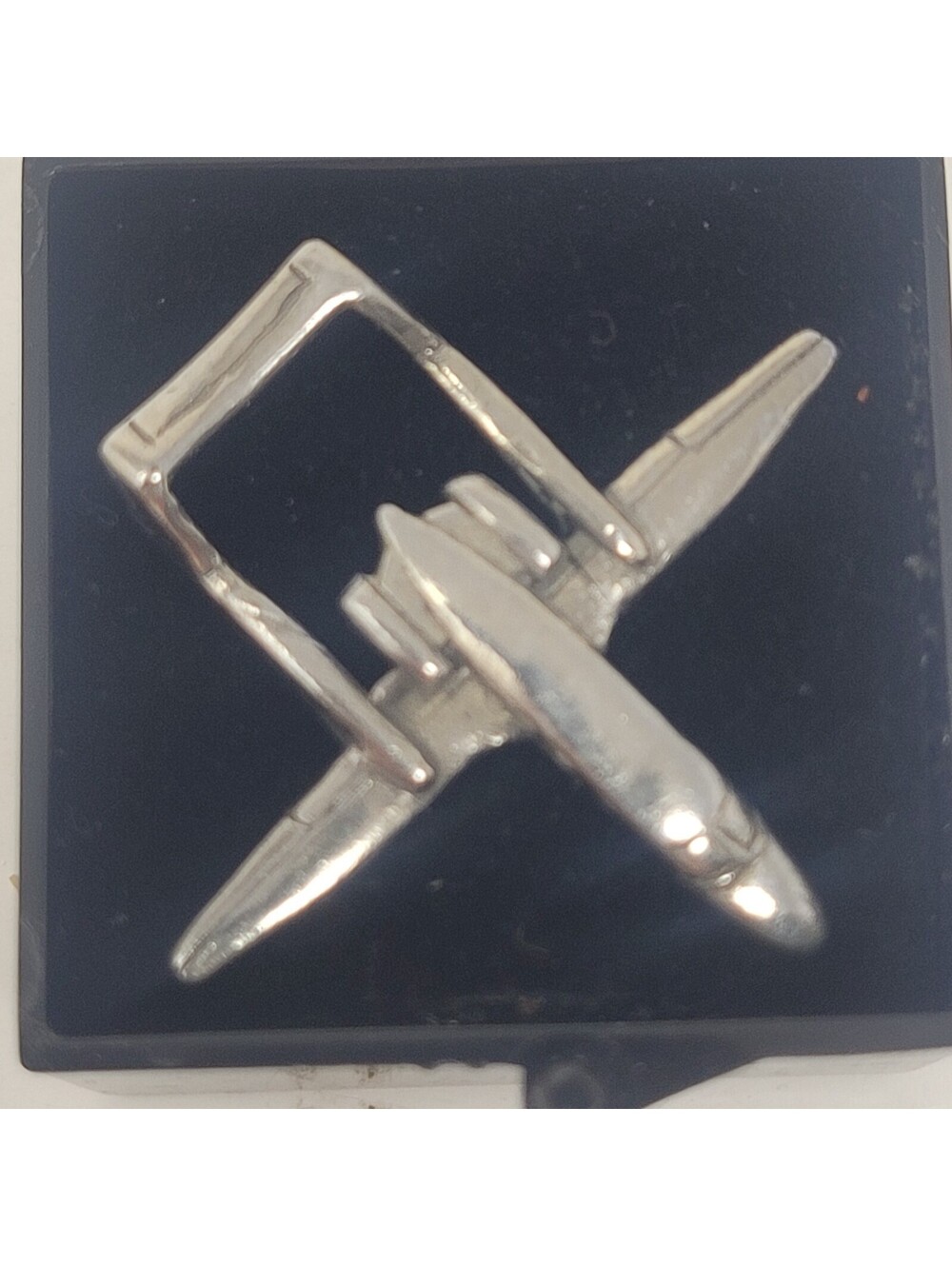 OV-10 Bronco Twin Boom Military Airplane Lapel Pin Tie Tack Silver Tone Case